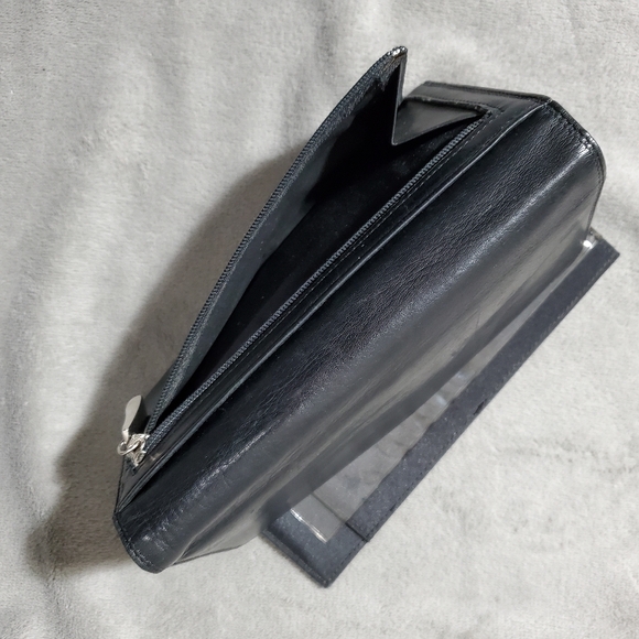 Bond Street Genuine Black Leather Trifold Checkbook Wallet - Picture 8 of 10